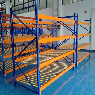 ODM Blue Roller Racking System Warehouse 390mm نظام الجاذبية تدفق الرف